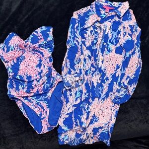 Lilly Pulitzer Swimsuit + Coverup Set- Medium